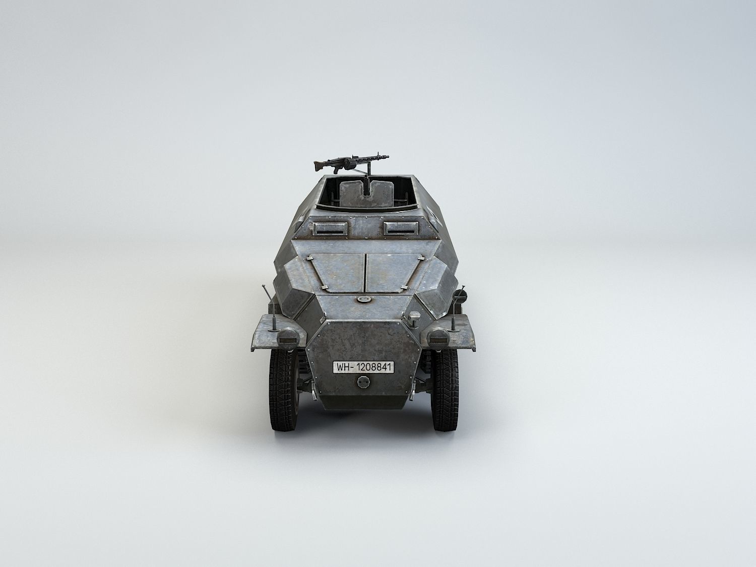 Low Poly Sdkfz 251 Hanomag armored car Low-poly 3D model_6