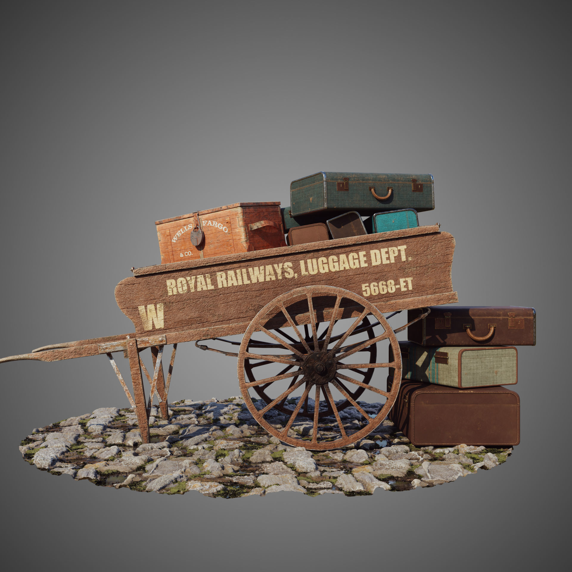 Luggage cart Low-poly 3D model_2