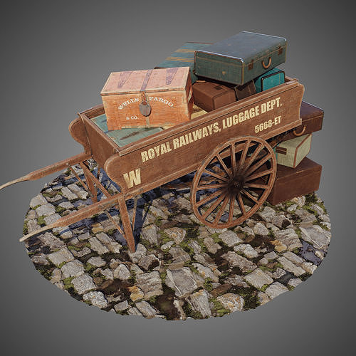 Luggage cart Low-poly 3D model