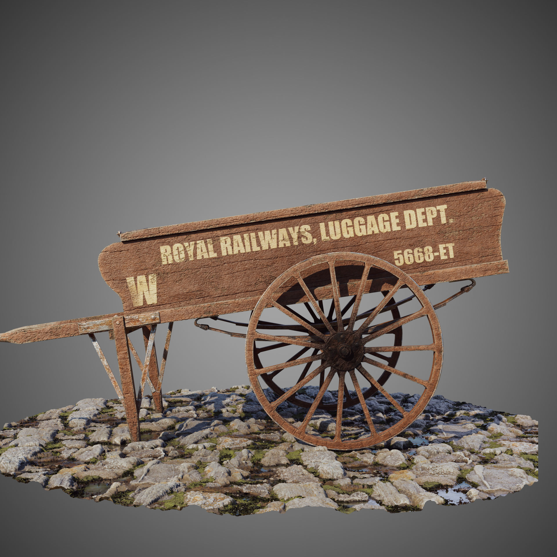 Luggage cart Low-poly 3D model_3