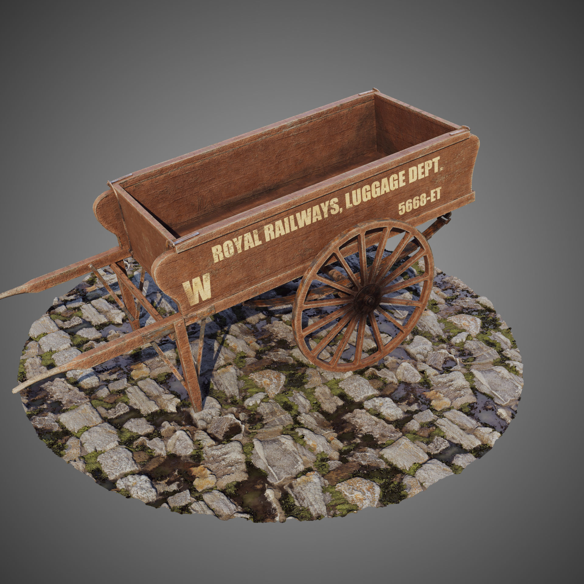 Luggage cart Low-poly 3D model_1