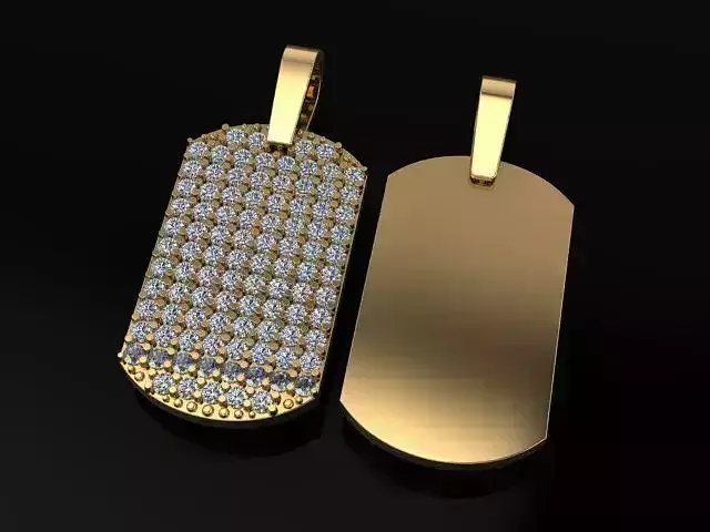 Flat Dainty Dogtag ID Bar Diamond Cluster Pendant