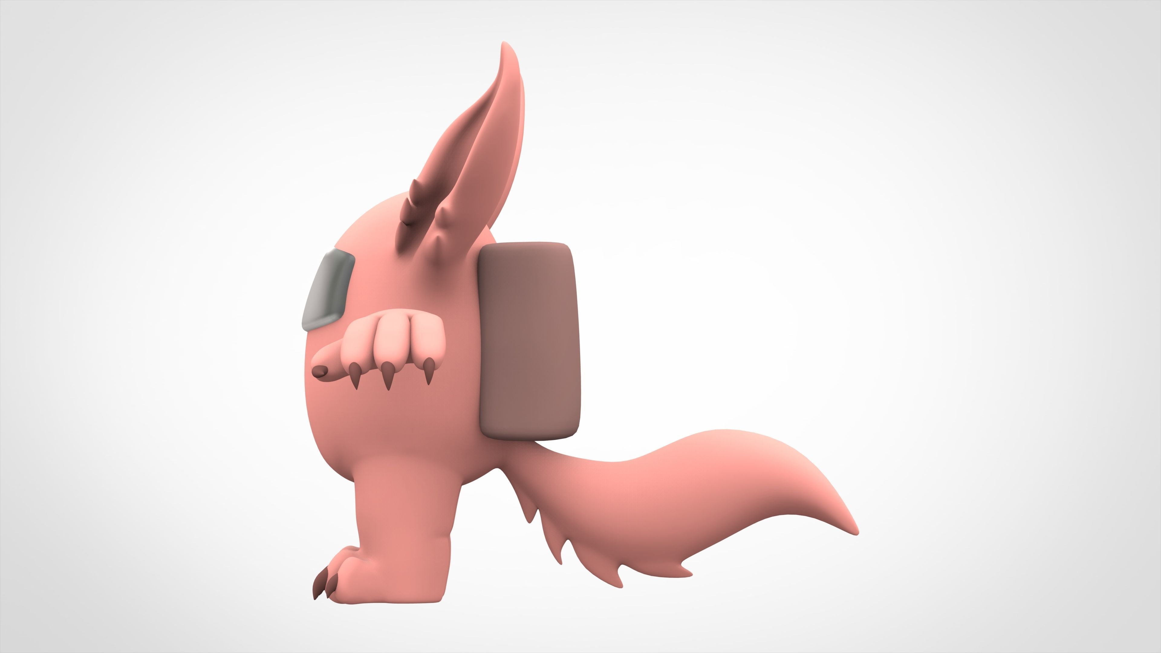 Among Us Peach Werewolf Low-poly 3D model_7