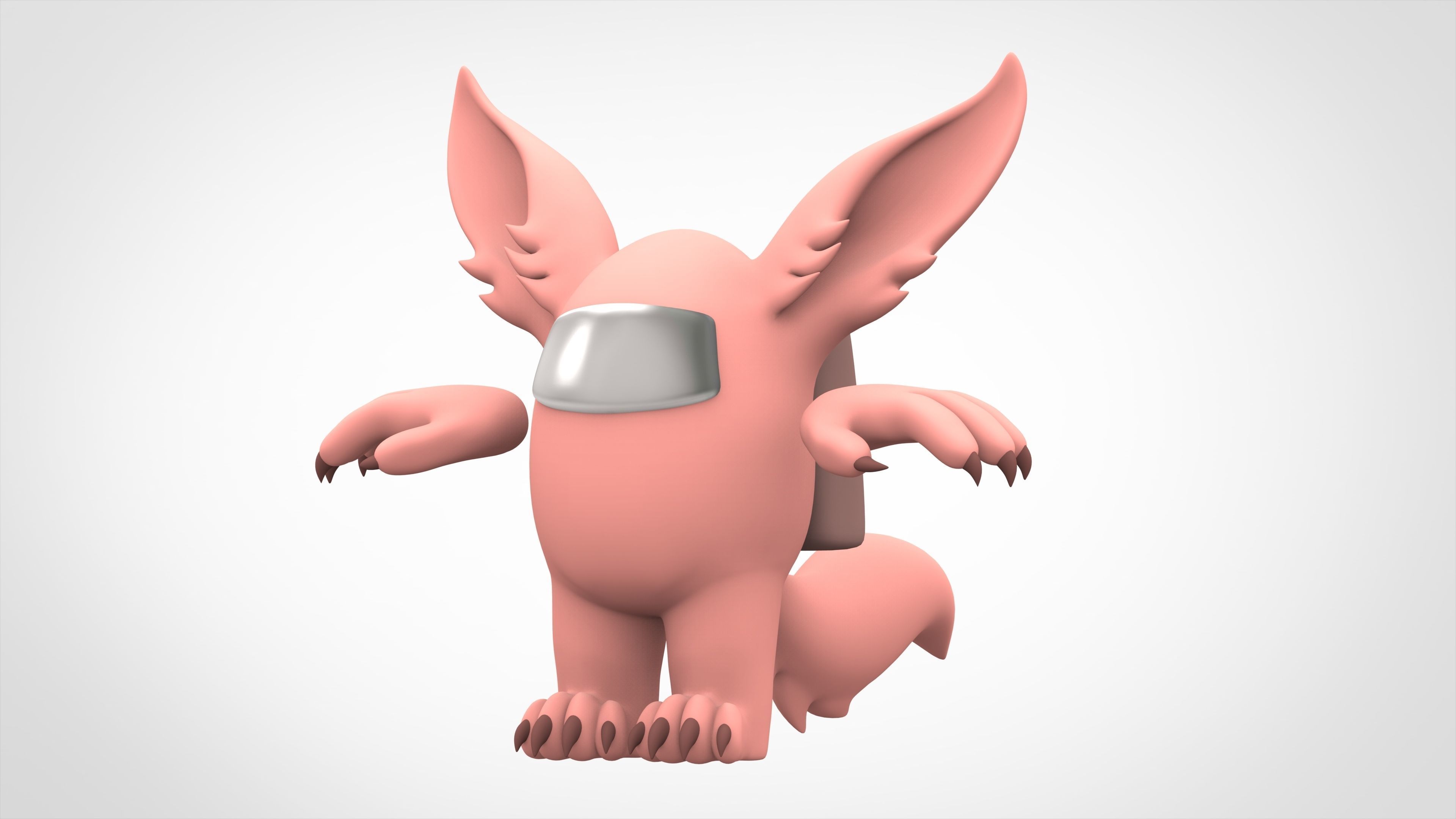 Among Us Peach Werewolf Low-poly 3D model_5