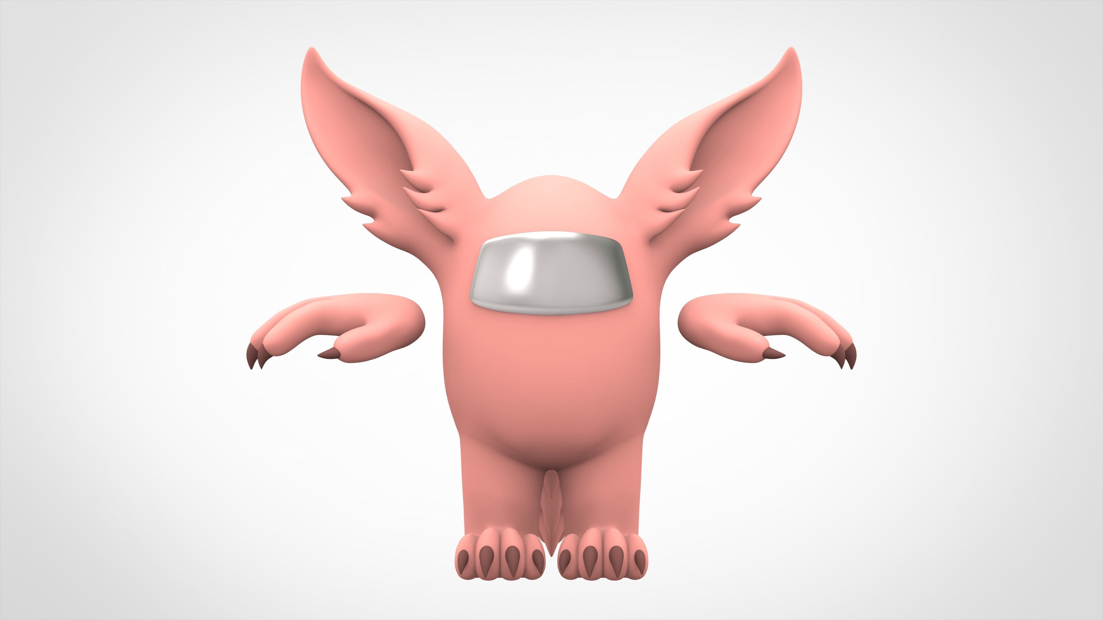Among Us Peach Werewolf Low-poly 3D model_6