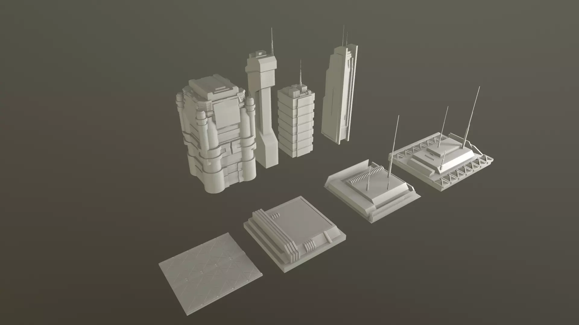 SciFi City Asset 8 Kit 3D model_0