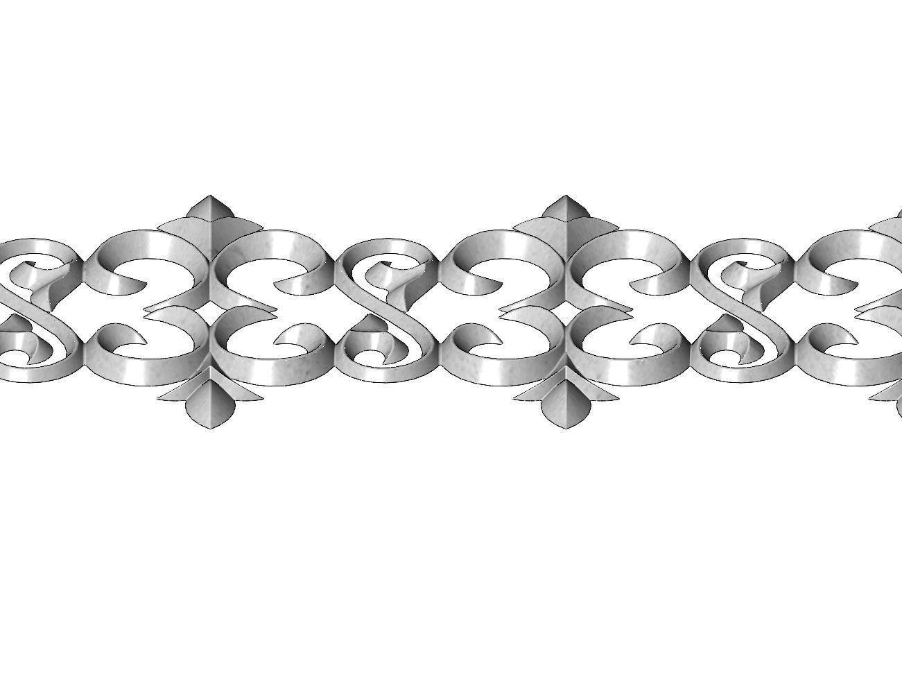 Floral scroll pattern relief strip  3D print model_2