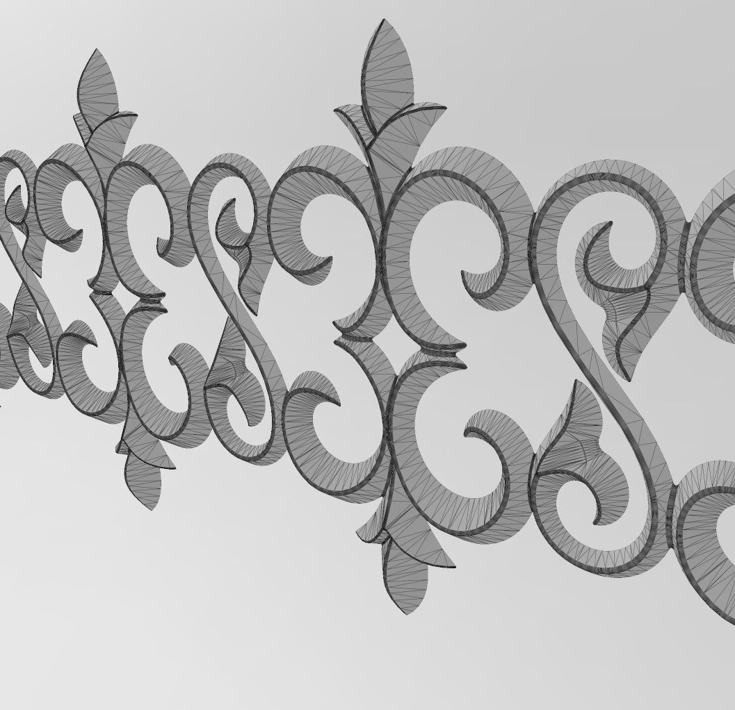 Floral scroll pattern relief strip  3D print model_9