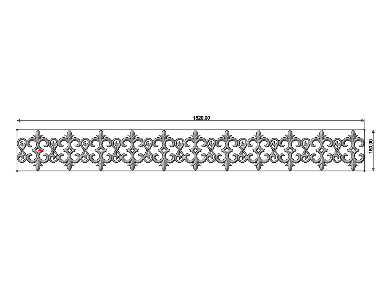 Floral scroll pattern relief strip  3D print model_3