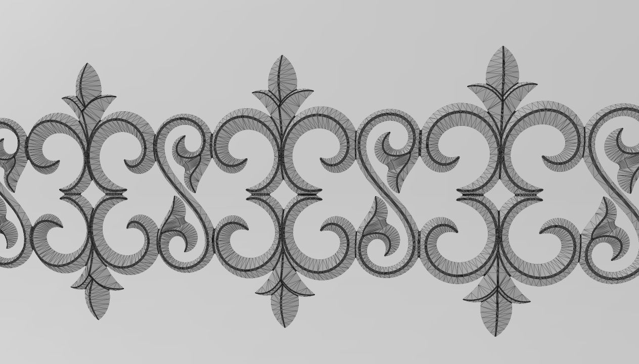 Floral scroll pattern relief strip  3D print model_8