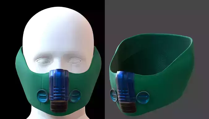 Gas mask helmet 3d model scifi Low-poly 