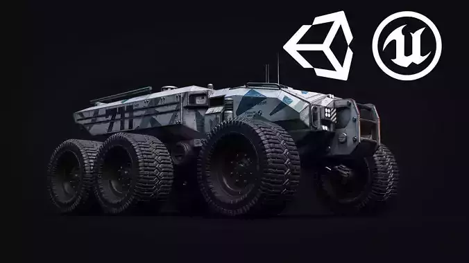 Technical Vehicle White Unreal Engine Rigged UE4 8K Textures