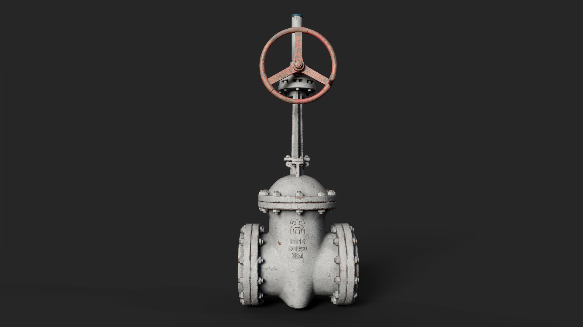 Industrial gate valve Low-poly 3D model_1