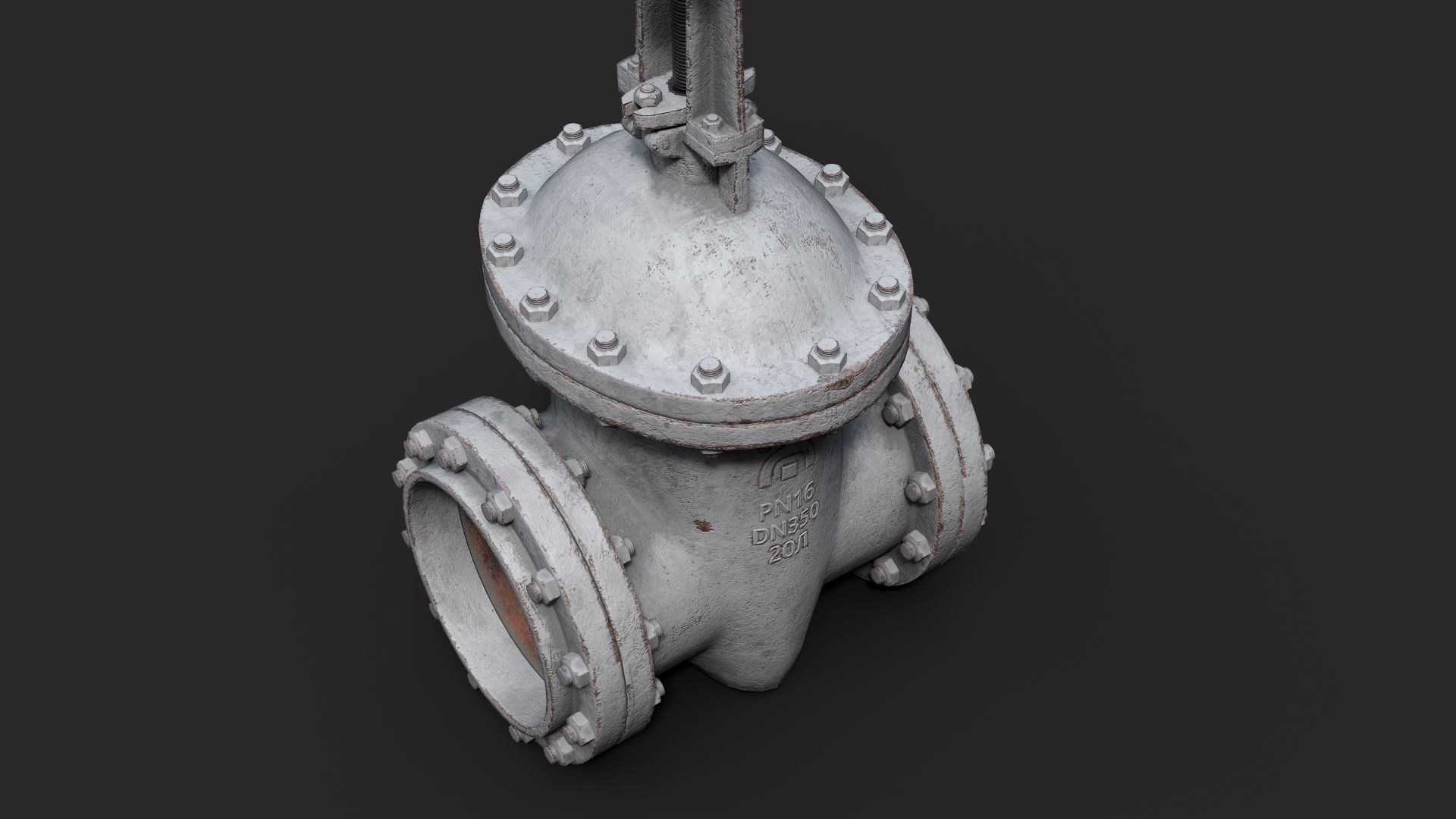 Industrial gate valve Low-poly 3D model_6