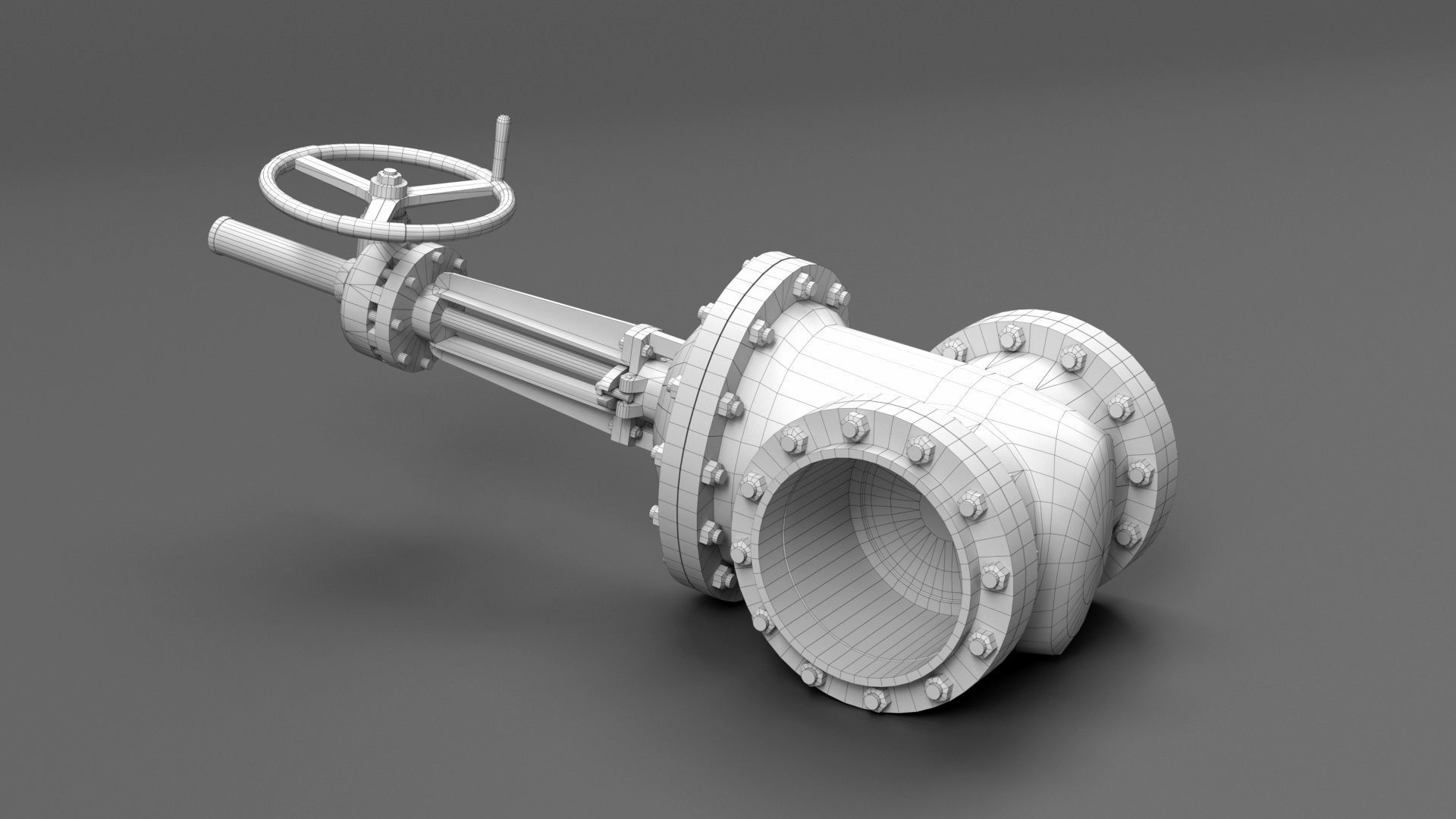 Industrial gate valve Low-poly 3D model_10