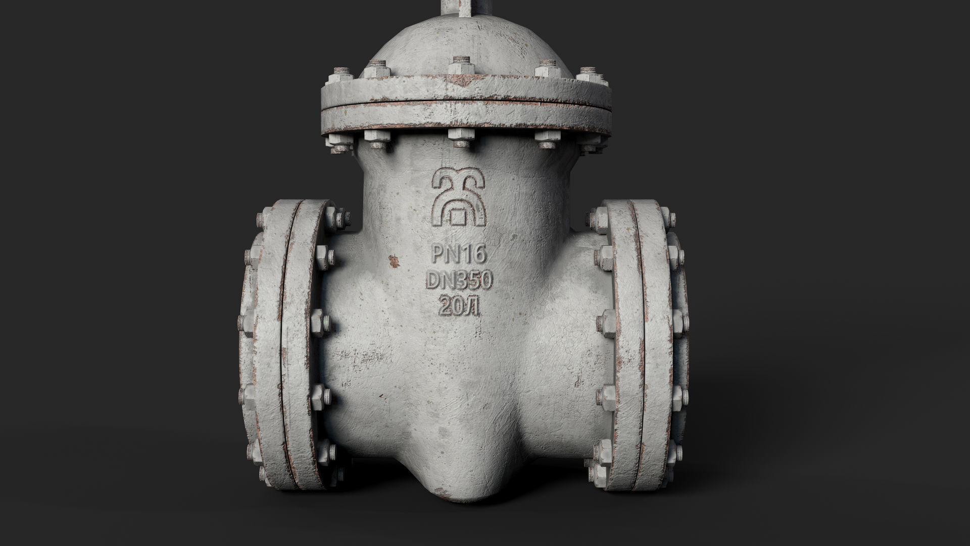 Industrial gate valve Low-poly 3D model_7