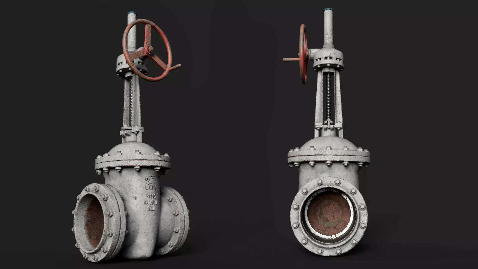 Industrial gate valve Low-poly 3D model_0