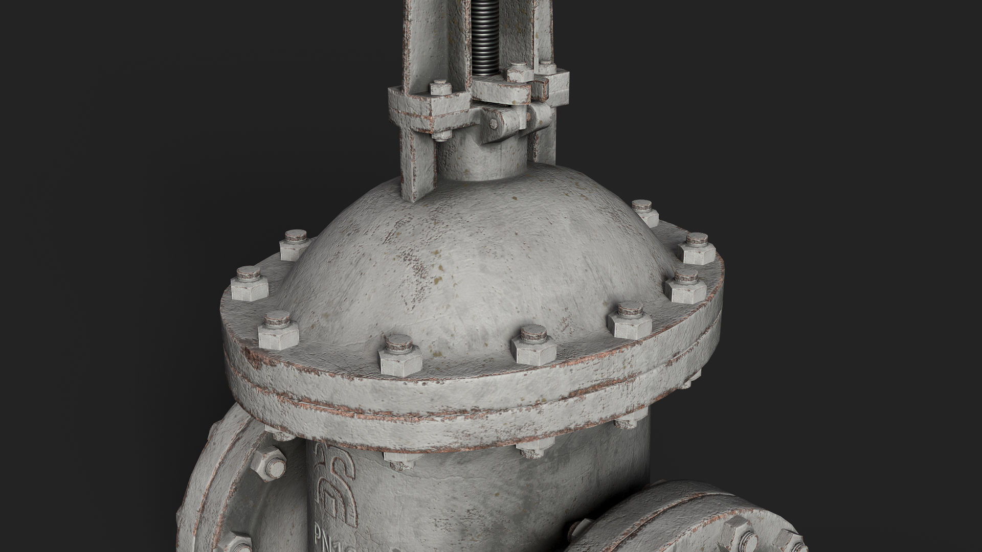 Industrial gate valve Low-poly 3D model_8