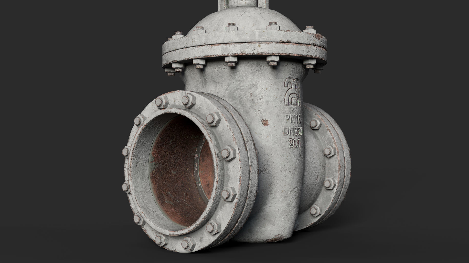 Industrial gate valve Low-poly 3D model_5