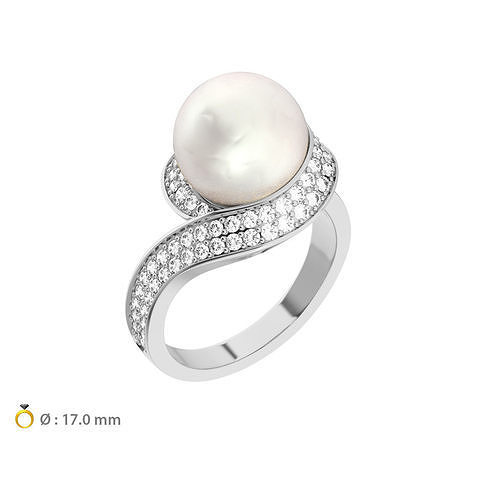 N183 Diamond ring with pearl 3D print model