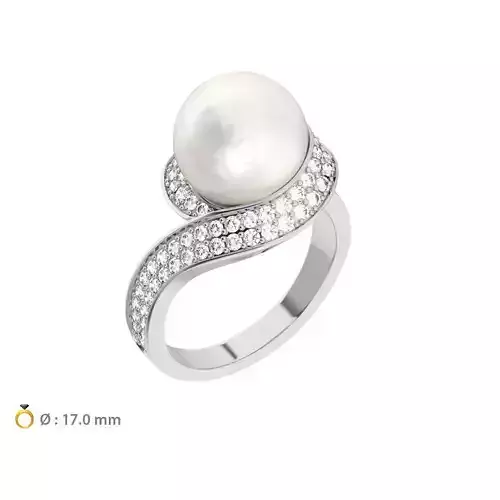 N183 Diamond ring with pearl 3D print model
