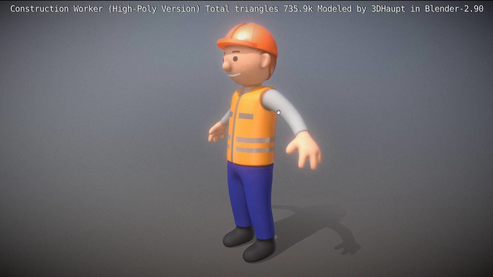 Cartoonish Construction Worker High-Poly Version Not Rigged 3D model_29