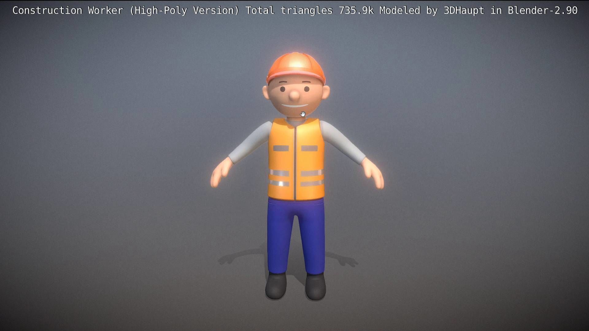 Cartoonish Construction Worker High-Poly Version Not Rigged 3D model_65
