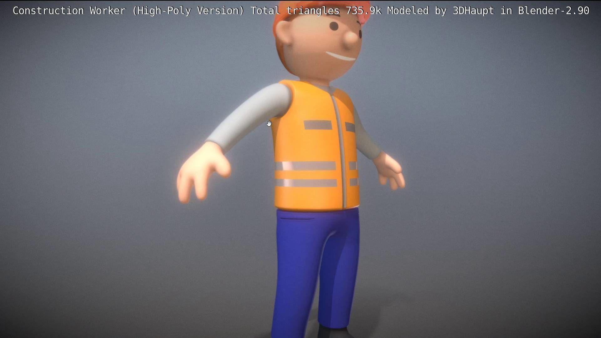 Cartoonish Construction Worker High-Poly Version Not Rigged 3D model_39