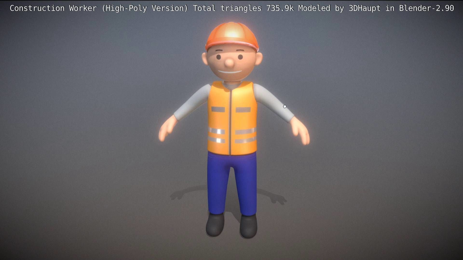 Cartoonish Construction Worker High-Poly Version Not Rigged 3D model_30