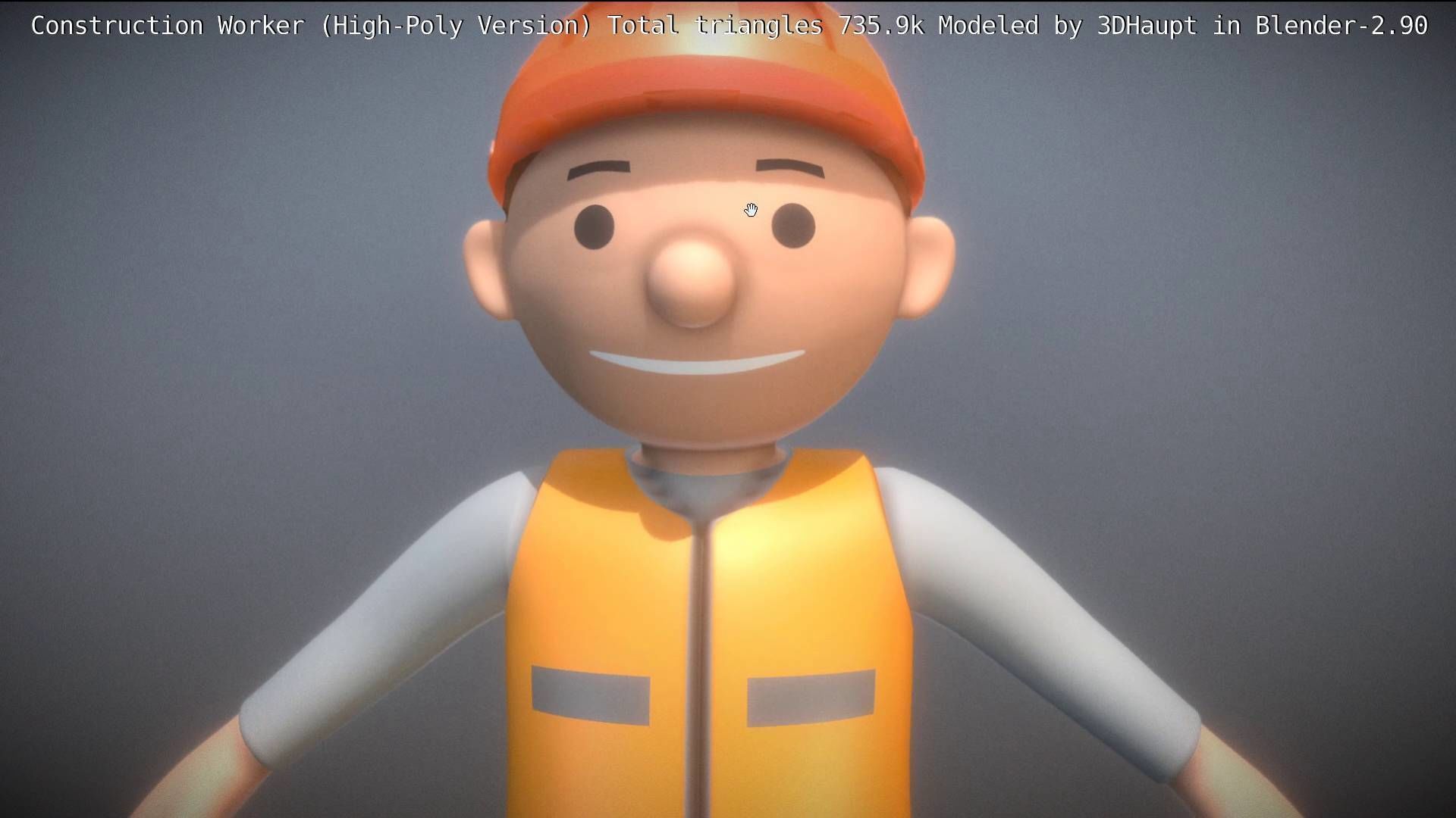 Cartoonish Construction Worker High-Poly Version Not Rigged 3D model_16
