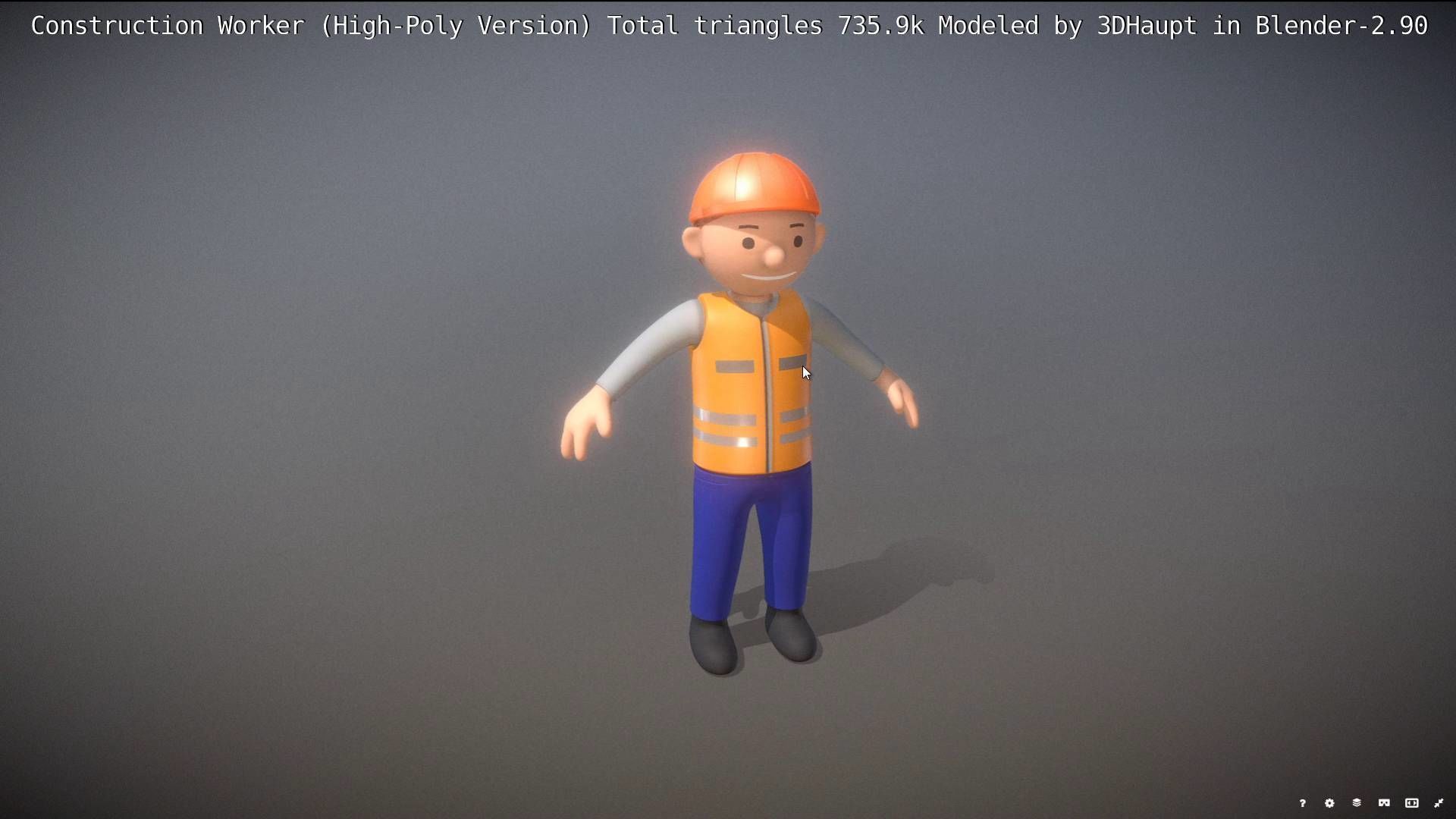 Cartoonish Construction Worker High-Poly Version Not Rigged 3D model_63