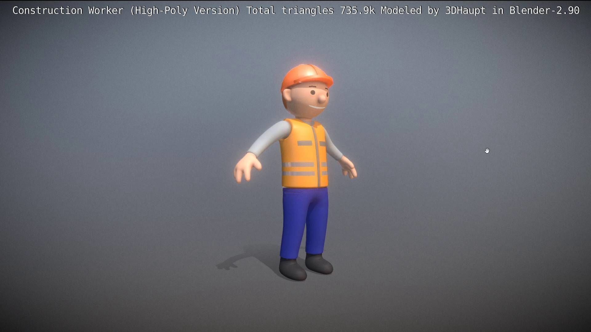 Cartoonish Construction Worker High-Poly Version Not Rigged 3D model_43
