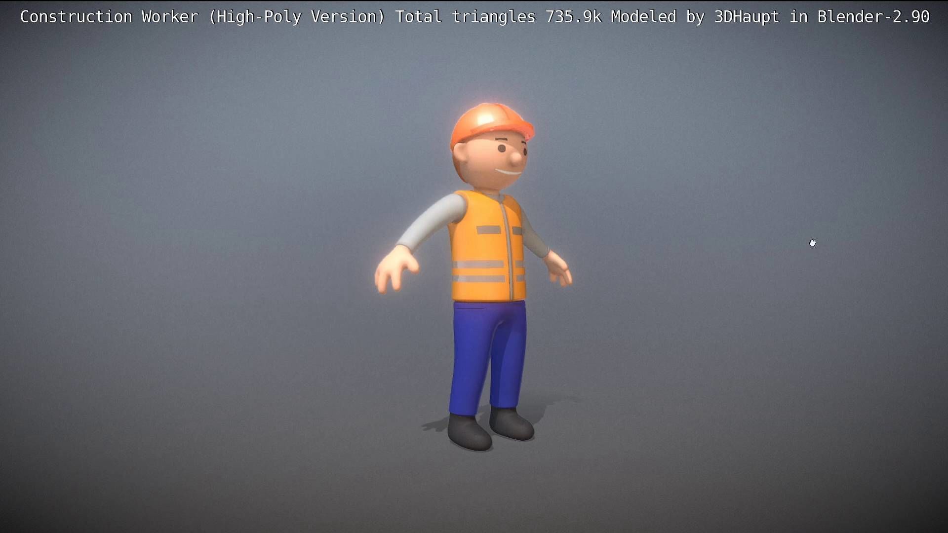 Cartoonish Construction Worker High-Poly Version Not Rigged 3D model_60