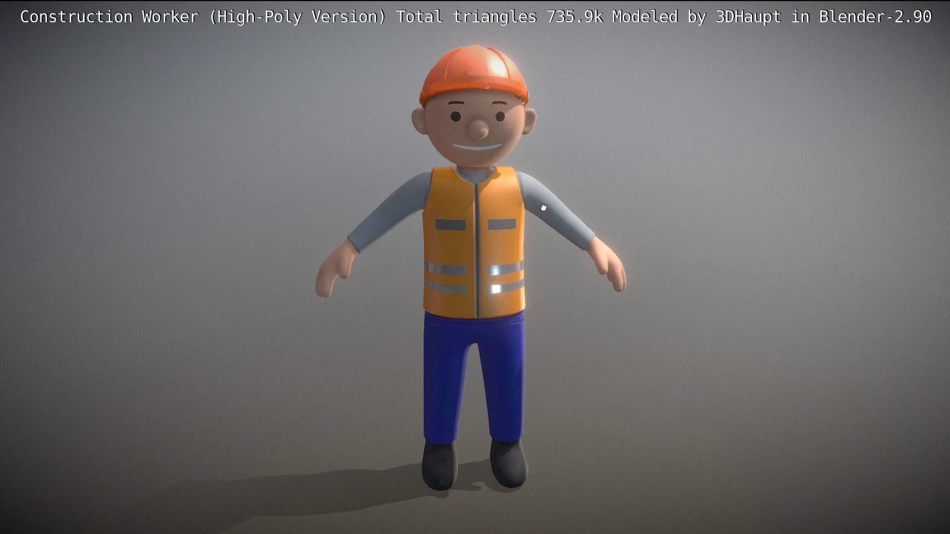Cartoonish Construction Worker High-Poly Version Not Rigged 3D model_33