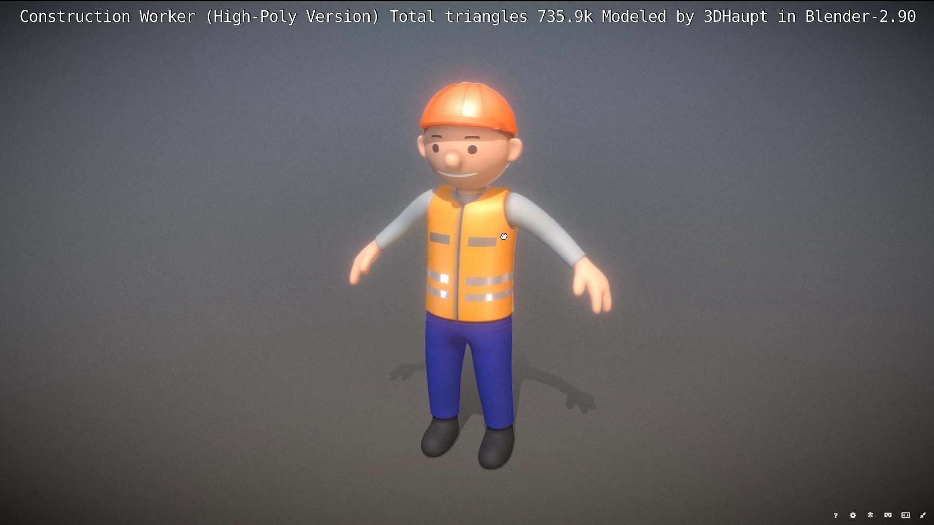 Cartoonish Construction Worker High-Poly Version Not Rigged 3D model_76