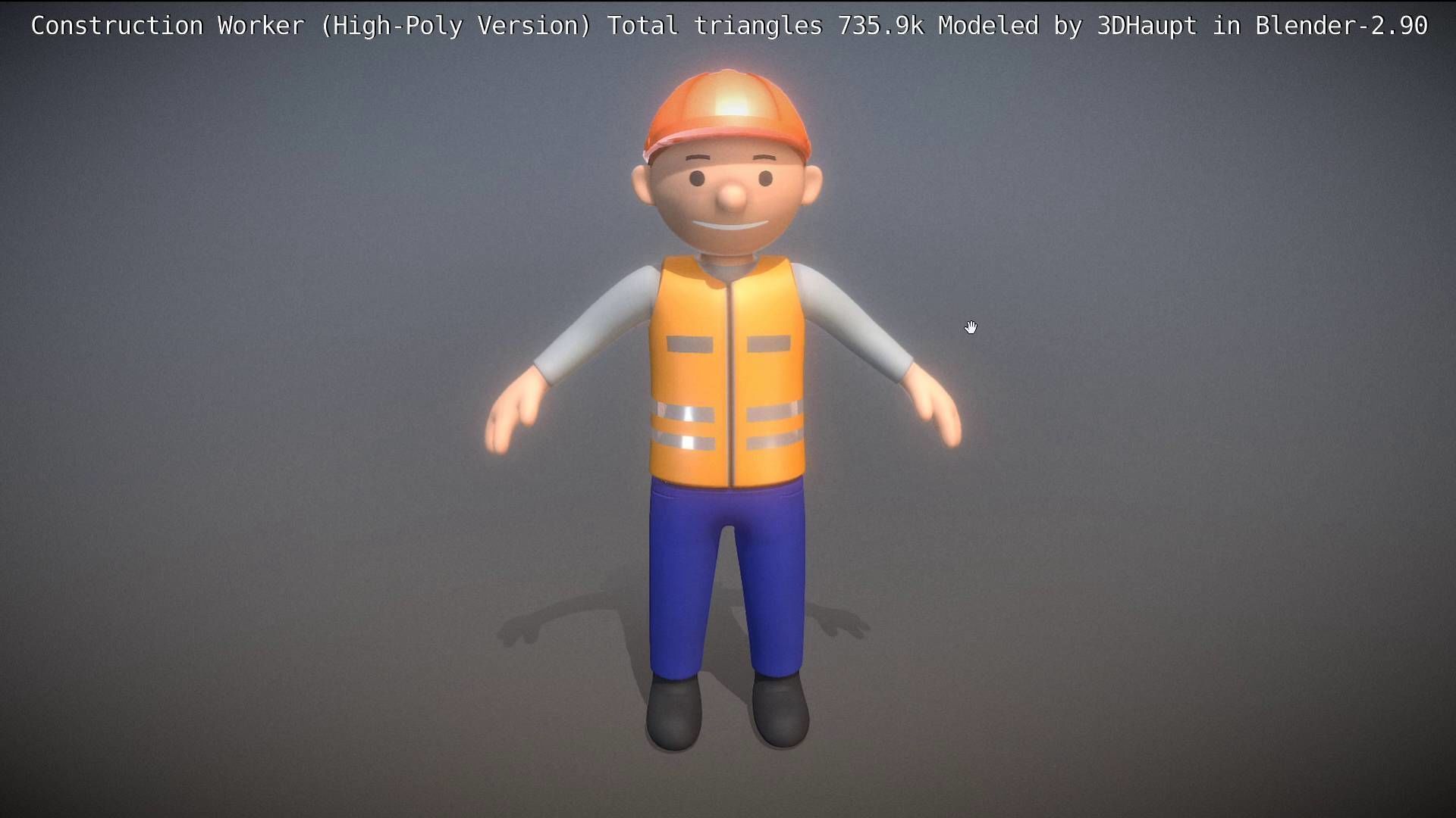 Cartoonish Construction Worker High-Poly Version Not Rigged 3D model_31