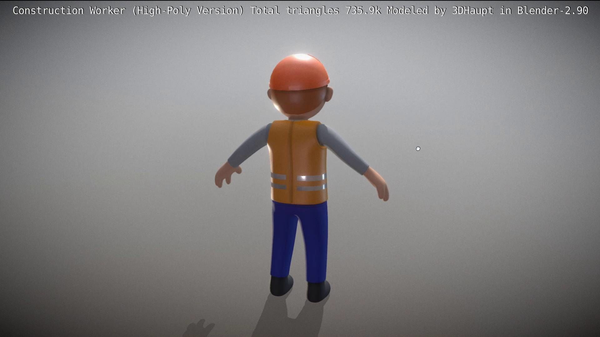 Cartoonish Construction Worker High-Poly Version Not Rigged 3D model_10