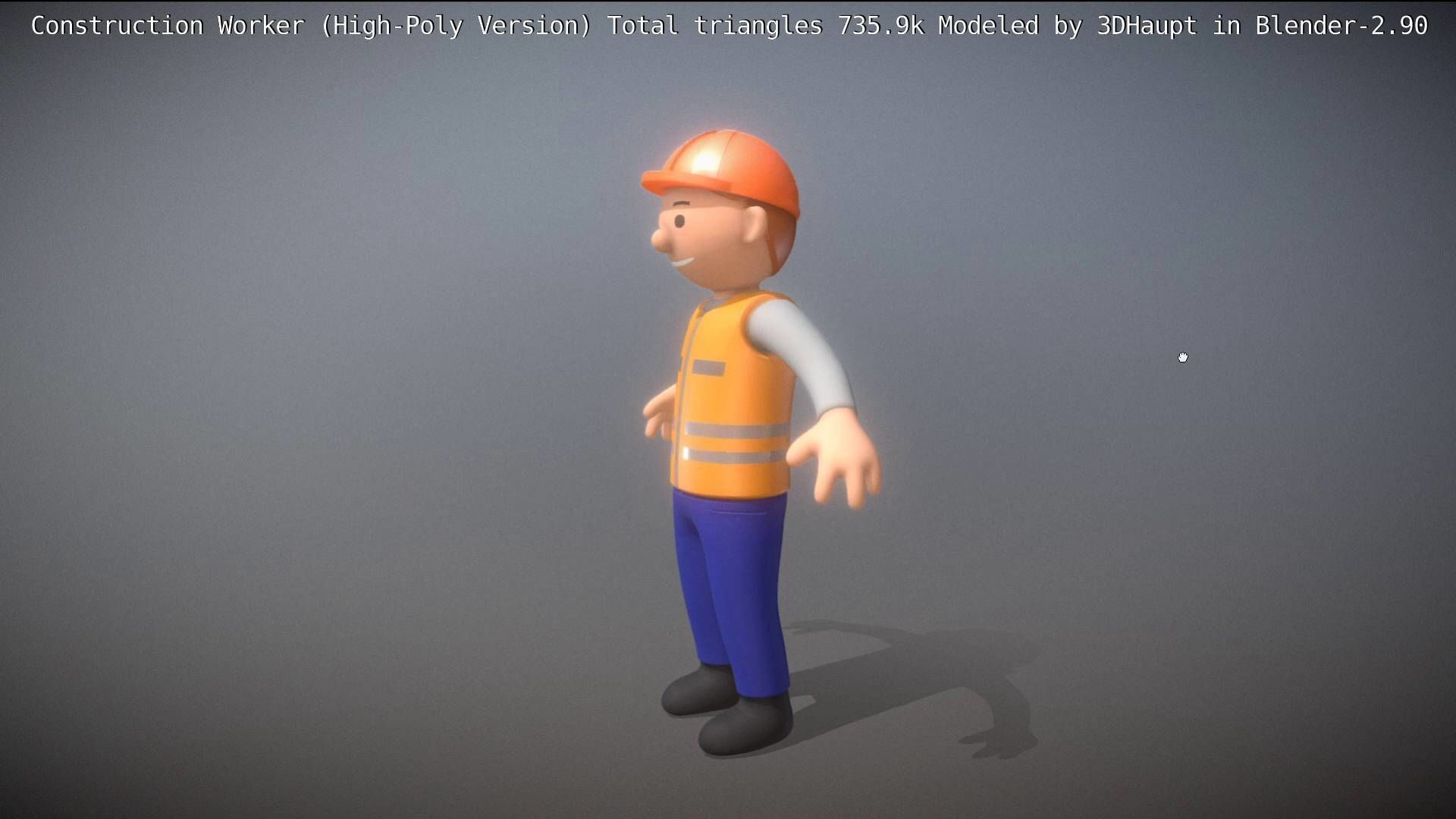Cartoonish Construction Worker High-Poly Version Not Rigged 3D model_13