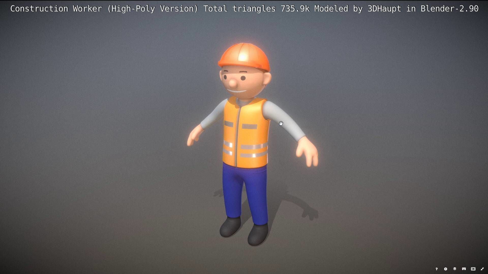 Cartoonish Construction Worker High-Poly Version Not Rigged 3D model_64