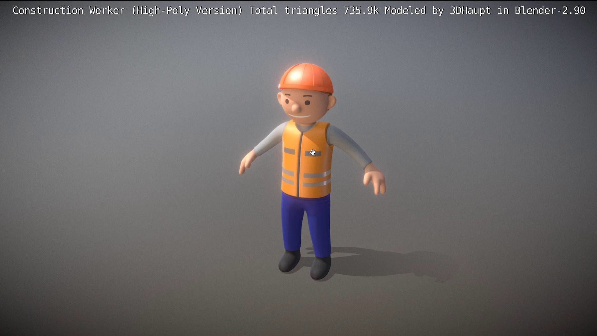 Cartoonish Construction Worker High-Poly Version Not Rigged 3D model_61