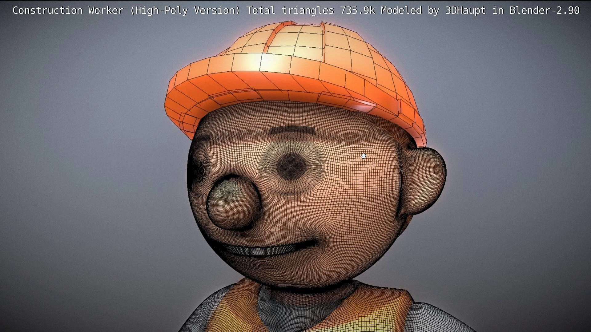 Cartoonish Construction Worker High-Poly Version Not Rigged 3D model_69