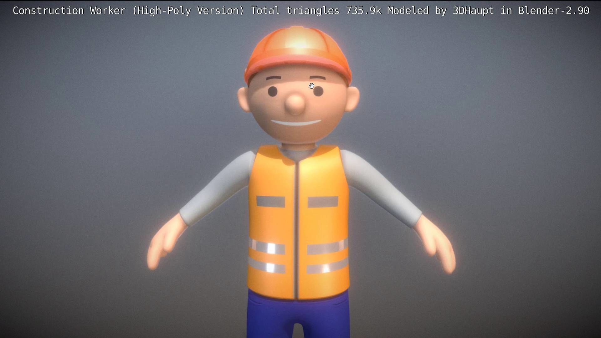 Cartoonish Construction Worker High-Poly Version Not Rigged 3D model_15
