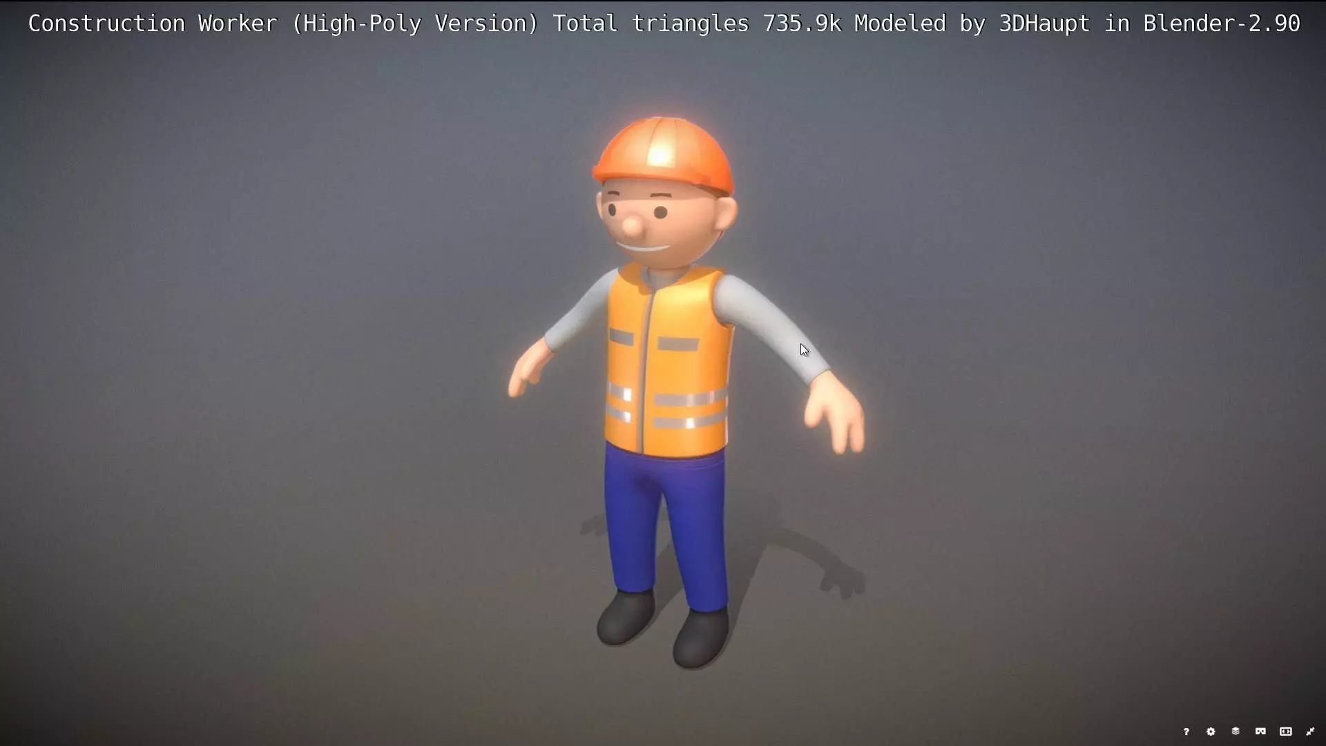 Cartoonish Construction Worker High-Poly Version Not Rigged 3D model_0