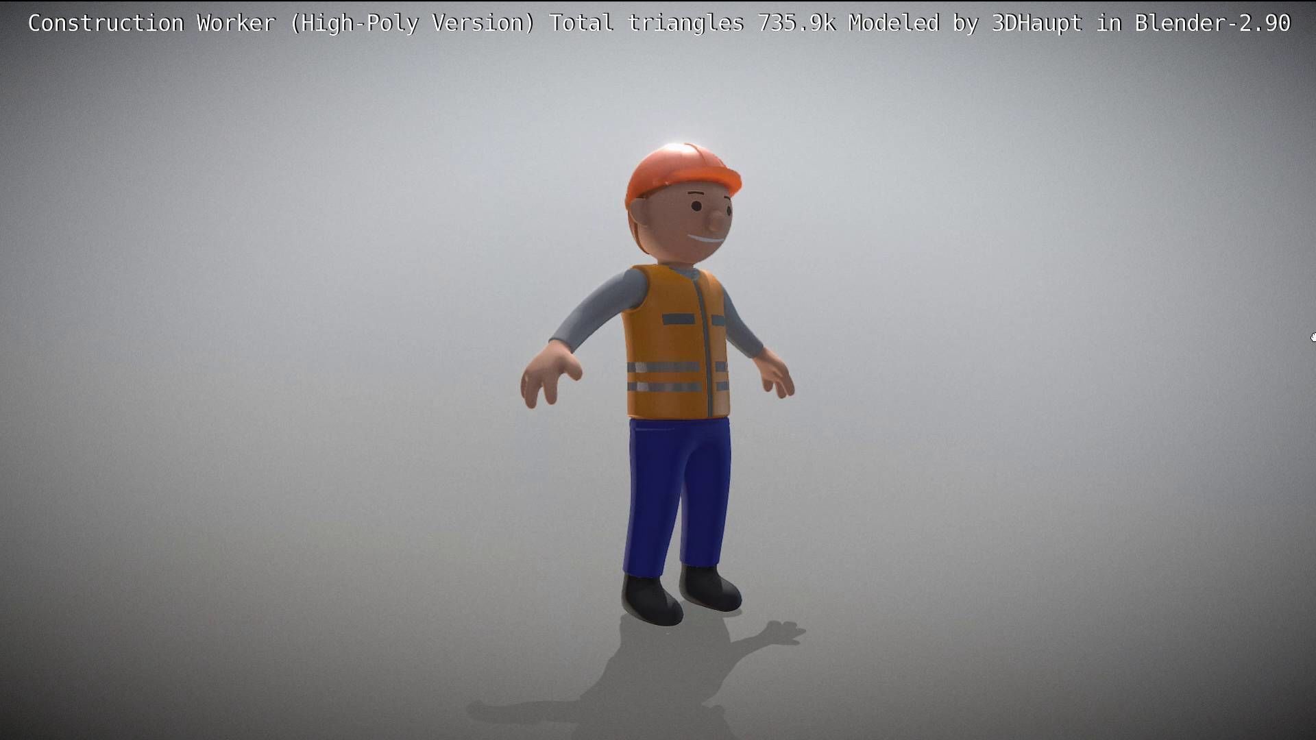 Cartoonish Construction Worker High-Poly Version Not Rigged 3D model_42