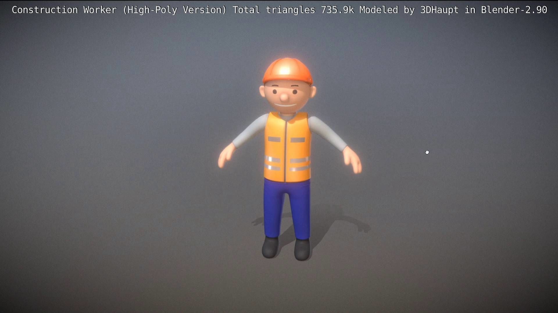Cartoonish Construction Worker High-Poly Version Not Rigged 3D model_44