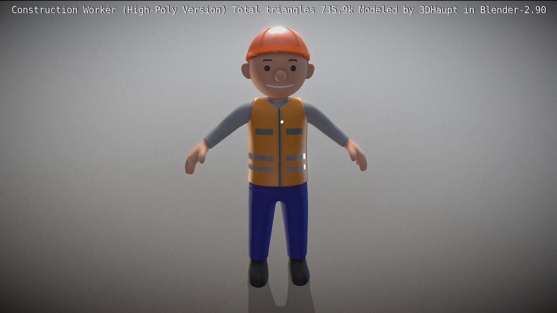 Cartoonish Construction Worker High-Poly Version Not Rigged 3D model_34