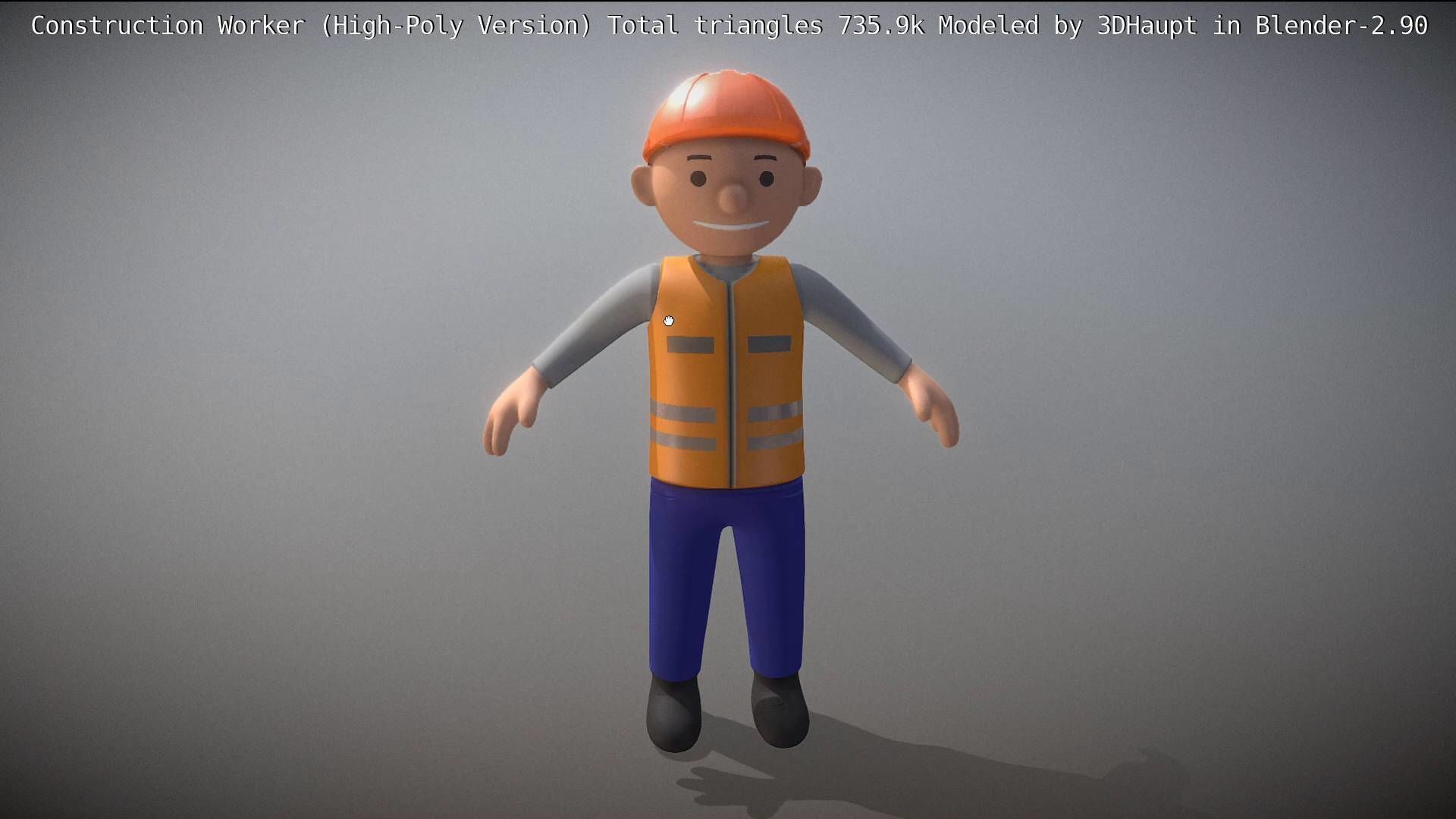 Cartoonish Construction Worker High-Poly Version Not Rigged 3D model_80