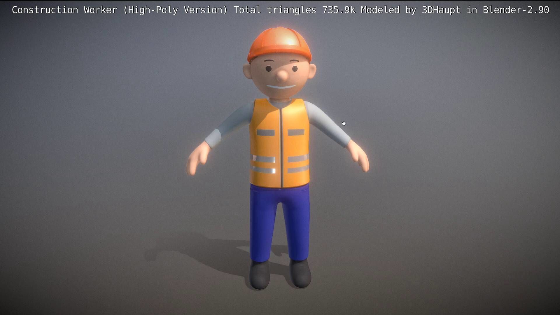 Cartoonish Construction Worker High-Poly Version Not Rigged 3D model_32