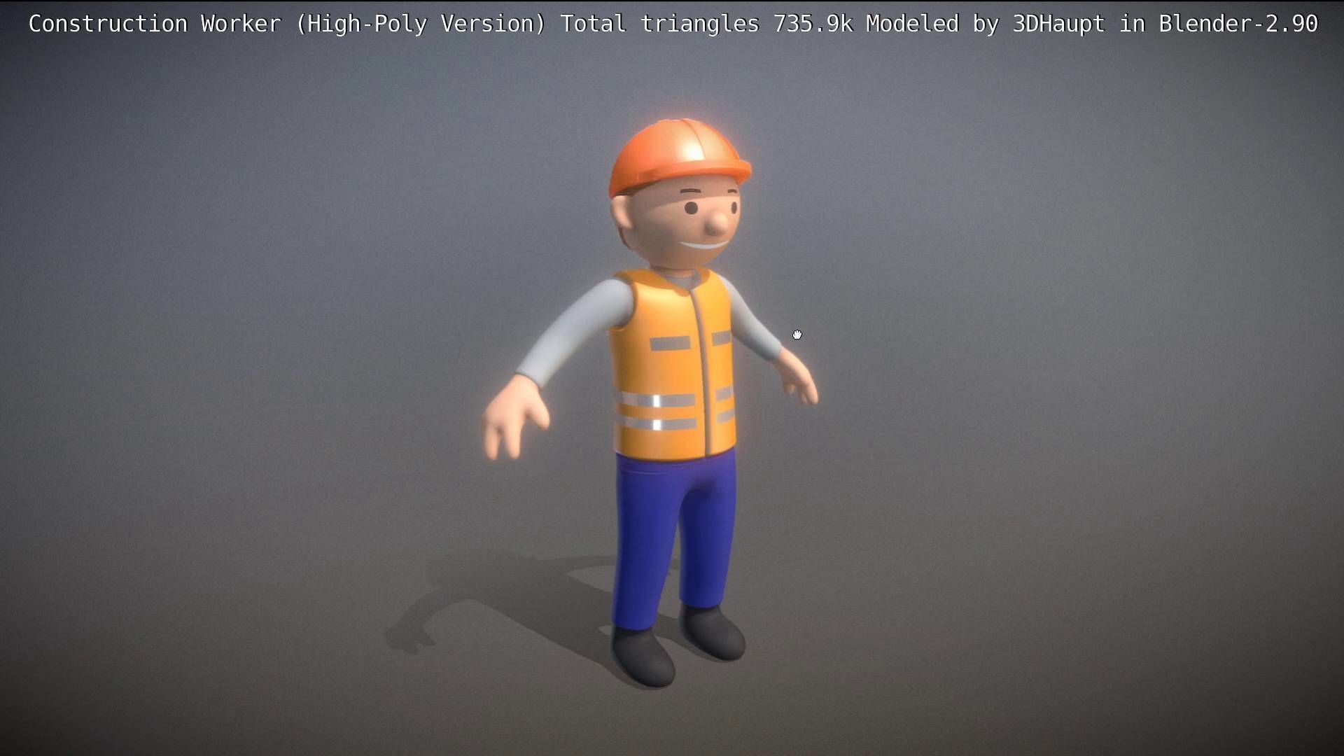 Cartoonish Construction Worker High-Poly Version Not Rigged 3D model_6