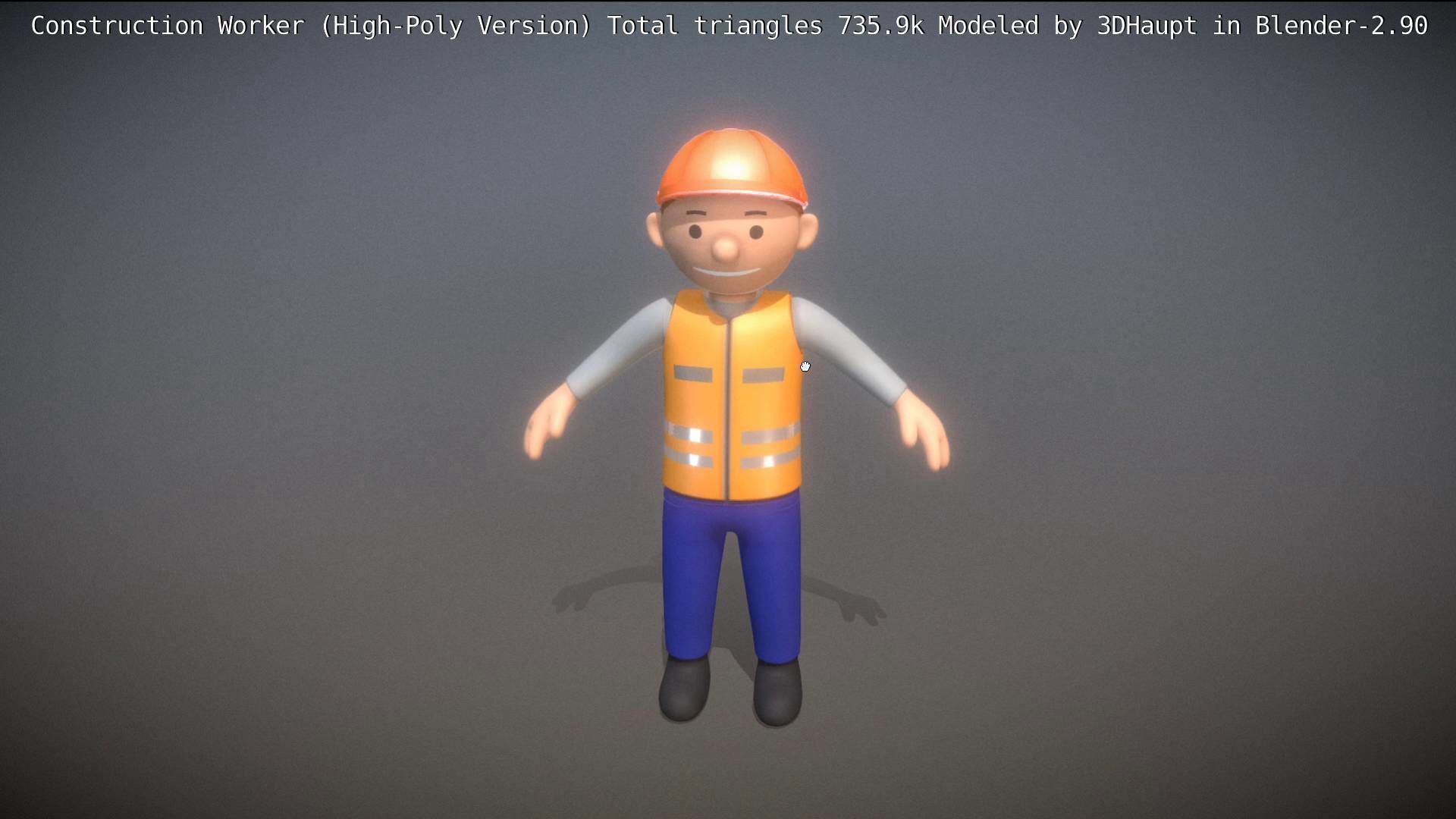Cartoonish Construction Worker High-Poly Version Not Rigged 3D model_5